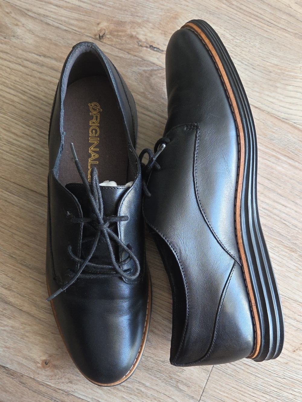 Cole Haan Black Leather Lace-Up